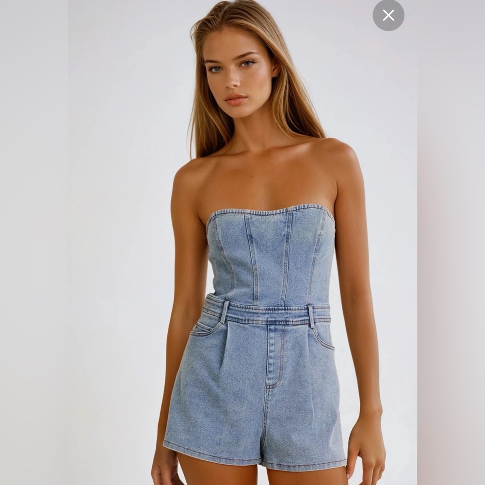 Le Lis Light Blue Denim romper